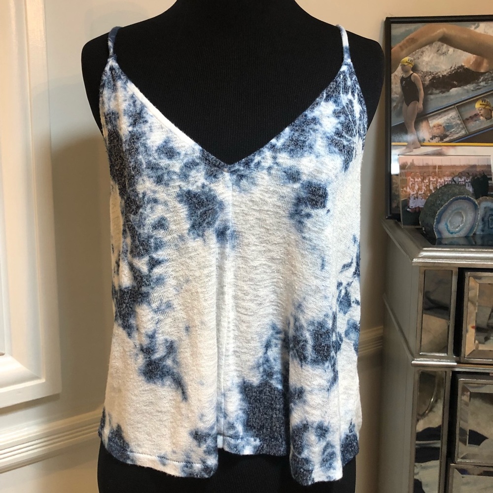 Blue and White tye dye tank